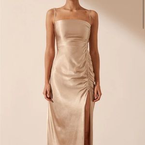 Shona Joy LA LUNE RUCHED MAXI DRESS - GOLD